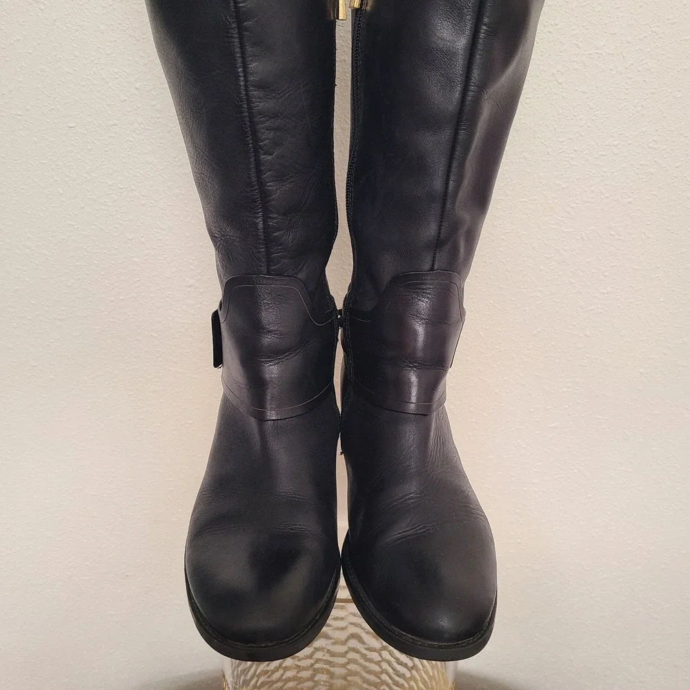 Vince Camuto Beatrix Black Leather Over the Knee‎ Boots Riding Preppy Equestrian